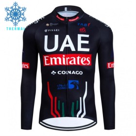 Cykeltrøje Langærmet Vinter 2024 UAE Team Emirates Sort